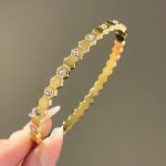 Gold-Plated AD Bangle-Style Hexagonal Anti Tarnish Bracelet - Image 9