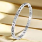 Silver-Plated AD Bangle-Style Anti Tarnish Roman Numerals Bracelet - Image 7