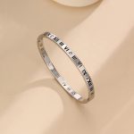 Silver-Plated AD Bangle-Style Anti Tarnish Roman Numerals Bracelet - Image 9