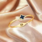 Stainless Steel Gold-Plated Bangle-Style Anti Tarnish Clover Bracelet - Image 6