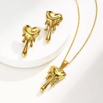 Gold Plated Anti Tarnish Heart Themed Jewellery Set For Girls Women - Image 4