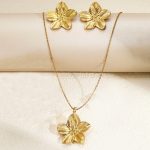 Gold Plated Anti Tarnish Floral Themed Jewellery Set For Girls Women - Image 3