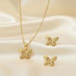 Gold Plated Anti Tarnish Butterfly Themed Jewellery Set For Girls Women - Image 2