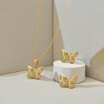 Gold Plated Anti Tarnish Butterfly Themed Jewellery Set For Girls Women - Image 3