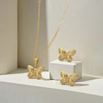 Gold Plated Anti Tarnish Butterfly Themed Jewellery Set For Girls Women - Image 5