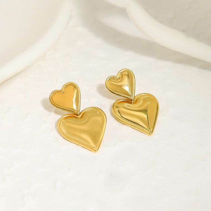 Gold Plated Anti Tarnish Heart Themed Earrings - Image 9