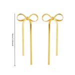 Gold Plated Anti Tarnish Bow Themed Drop Earrings - Image 6