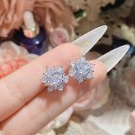 Silver Plated Stainless Steel Anti Tarnish Floral Stud Earrings For Women - Image 2