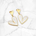 Gold Plated Stainless Steel Anti Tarnish Heart Themed Drop Earrings For Women - Image 3
