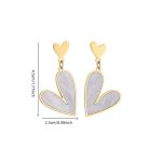 Gold Plated Stainless Steel Anti Tarnish Heart Themed Drop Earrings For Women - Image 4