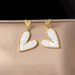 Gold Plated Stainless Steel Anti Tarnish Heart Themed Drop Earrings For Women - Image 5