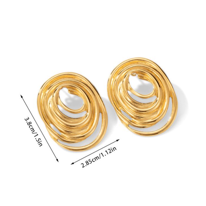 Gold Plated Anti Tarnish Stainless Steel Spiral Stud Earrings - Image 5