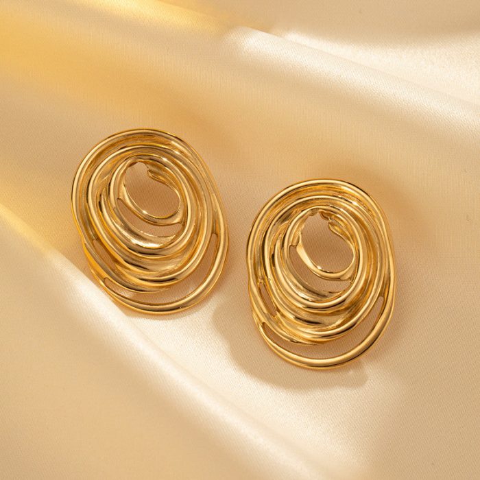 Gold Plated Anti Tarnish Stainless Steel Spiral Stud Earrings - Image 7