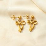 Gold-Plated Stainless Steel Anti Tarnish Infinity Bow Drop Earrings - Image 3