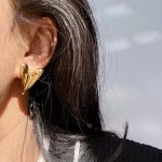 Gold Plated Anti Tarnish Stainless Steel Heart Themed Studs Earrings - Image 3