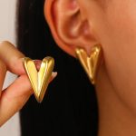 Gold Plated Anti Tarnish Stainless Steel Heart Themed Studs Earrings