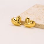 Gold Plated Anti Tarnish Stainless Steel Heart Themed Stud Earrings - Image 5