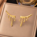 Gold Plated Stainless Steel Anti Tarnish Irregular Stud Earrings