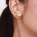 Gold Plated Stainless Steel Anti Tarnish Irregular Stud Earrings - Image 2