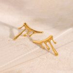 Gold Plated Stainless Steel Anti Tarnish Irregular Stud Earrings - Image 3