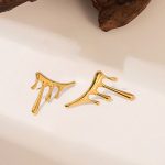 Gold Plated Stainless Steel Anti Tarnish Irregular Stud Earrings - Image 5