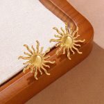 Gold Plated Stainless Steel Anti Tarnish Sun Shaped Stud Earrings - Image 7