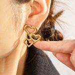 Gold Plated Stainless Steel Anti Tarnish Heart Themed Stud Earrings - Image 2