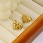 Gold-Plated Anti Tarnish Stainless Steel Heart Themed Stud Earrings - Image 7