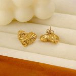 Gold-Plated Anti Tarnish Stainless Steel Heart Themed Stud Earrings - Image 9