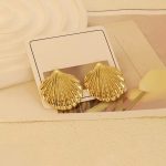 Gold-Plated Anti Tarnish Stainless Steel Shell Shaped Stud Earrings - Image 6