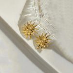 Gold-Plated Anti Tarnish Stainless Steel Sun Shaped Stud Earrings - Image 4