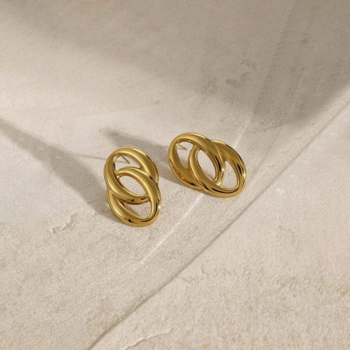 Gold-Plated Anti Tarnish Stainless Steel Contemporary Drop Earrings - Image 3
