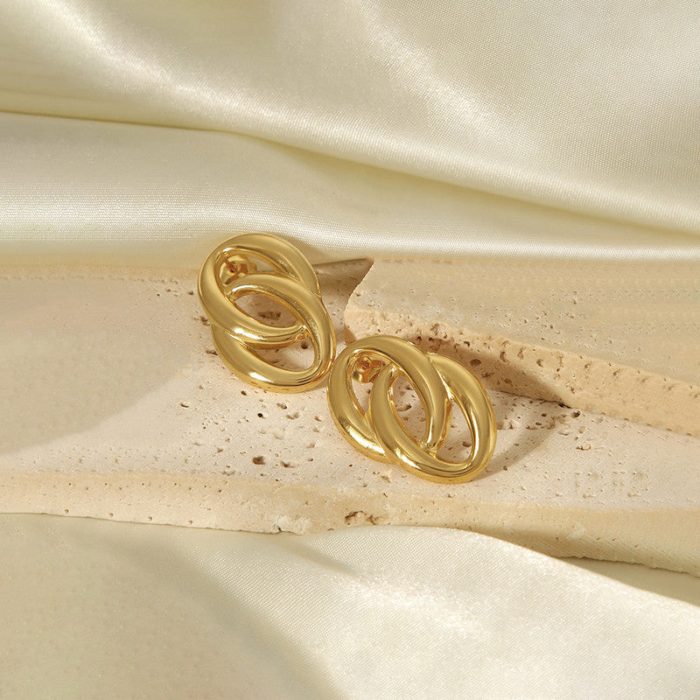 Gold-Plated Anti Tarnish Stainless Steel Contemporary Drop Earrings - Image 8