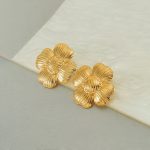 Gold-Plated Anti Tarnish Stainless Steel Floral themed Stud Earrings - Image 2