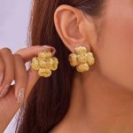Gold-Plated Anti Tarnish Stainless Steel Floral themed Stud Earrings - Image 5