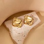 Gold-Plated Anti Tarnish Stainless Steel Square Shaped Stud Earrings