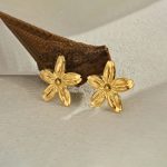 Gold-Plated Anti Tarnish Stainless Steel Floral Drop Earrings - Image 5