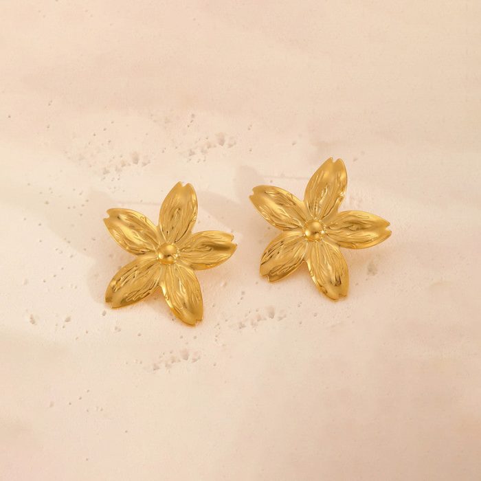 Gold-Plated Anti Tarnish Stainless Steel Floral Drop Earrings - Image 8