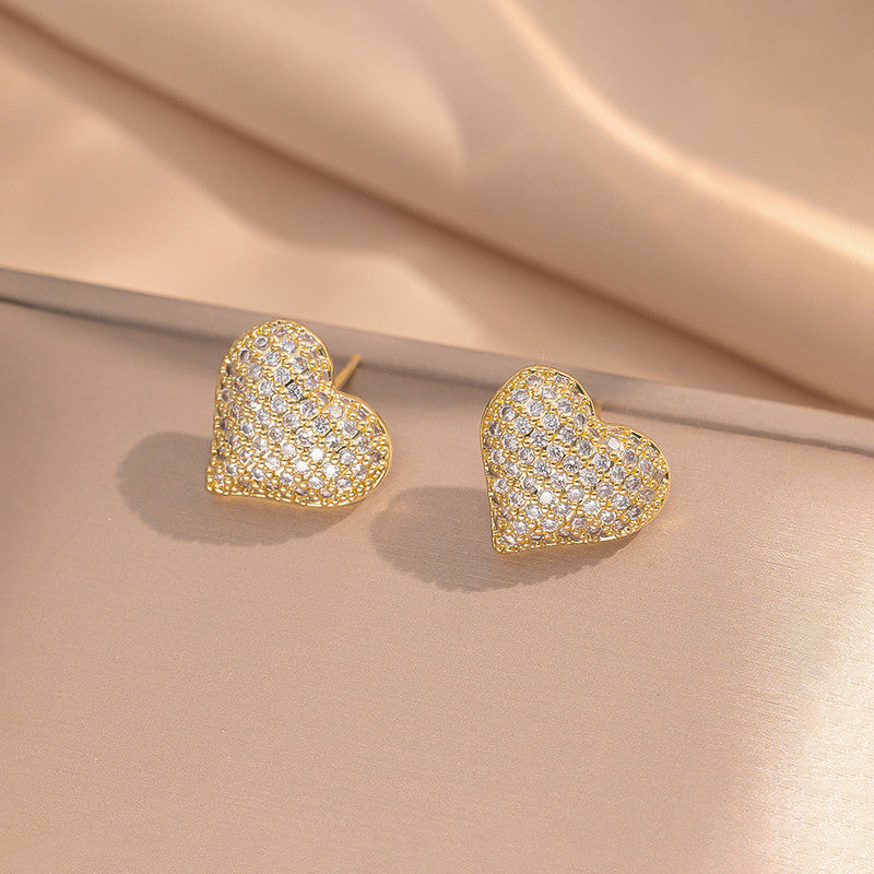 Gold Plated Anti Tarnish Heart Themed Earrings For Girls Women - Image 1