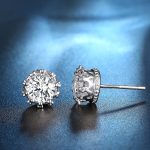 Silver Plated Anti Tarnish American Diamond Crushed Ice Cut Round Shape Stud Earrings - VAIRAVI