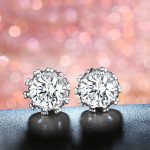 Silver Plated Anti Tarnish American Diamond Crushed Ice Cut Round Shape Stud Earrings - VAIRAVI