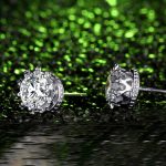 Silver Plated Anti Tarnish American Diamond Crushed Ice Cut Round Shape Stud Earrings - VAIRAVI