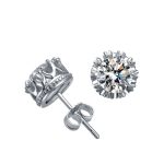 Silver Plated Anti Tarnish American Diamond Crushed Ice Cut Round Shape Stud Earrings - VAIRAVI
