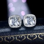 Silver Plated Anti Tarnish American Diamond Studded Silver Square Crushed Ice Cut Stud Earrings - Image 4