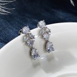 Silver Plated Anti Tarnish American Diamond Studded Floral Crushed Ice Cut Drop Earrings - Image 3
