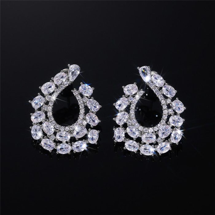 Silver Plated Anti Tarnish American Diamond Studded Contemporary Teardrop Earrings - Image 3
