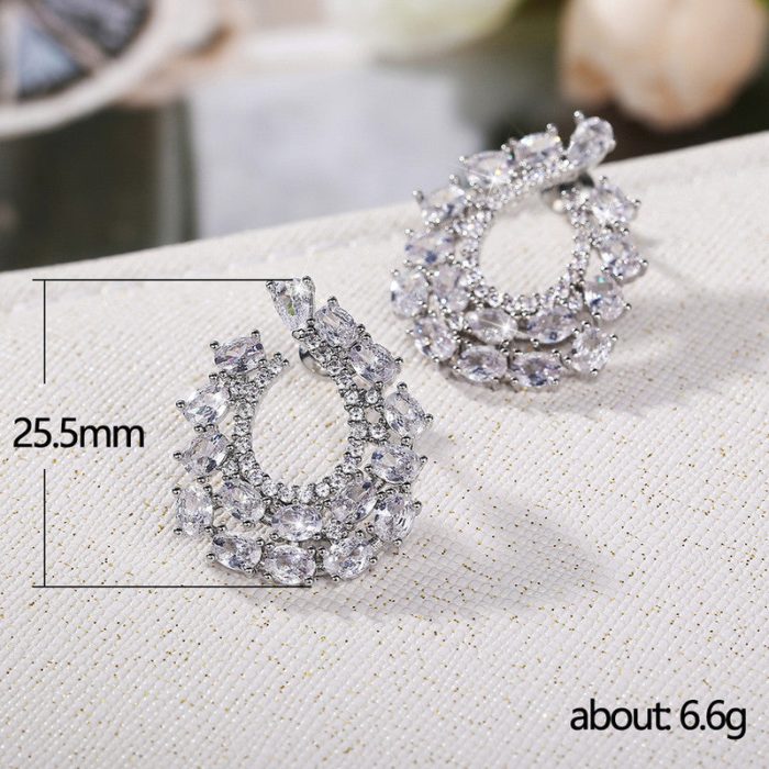 Silver Plated Anti Tarnish American Diamond Studded Contemporary Teardrop Earrings - Image 5