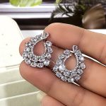 Silver Plated Anti Tarnish American Diamond Studded Contemporary Teardrop Earrings - Image 6