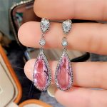 Silver Plated Anti Tarnish American Diamond Studded Pink Teardop Shape Ice Cut Drop Earrings - Image 5