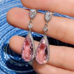 Silver Plated Anti Tarnish American Diamond Studded Pink Teardop Shape Ice Cut Drop Earrings - Image 6
